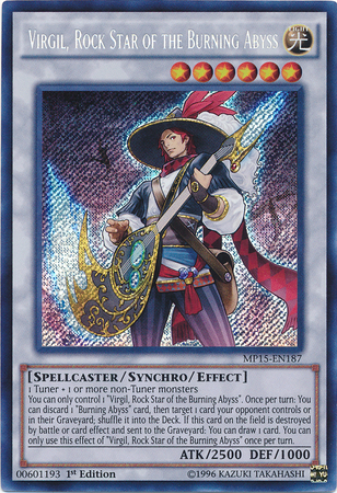 Virgil, Rock Star of the Burning Abyss [MP15-EN187] Secret Rare on Sale